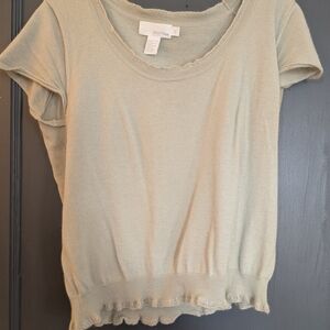 DKNYC Sage Green Scoop Neck Short Sleeve Top